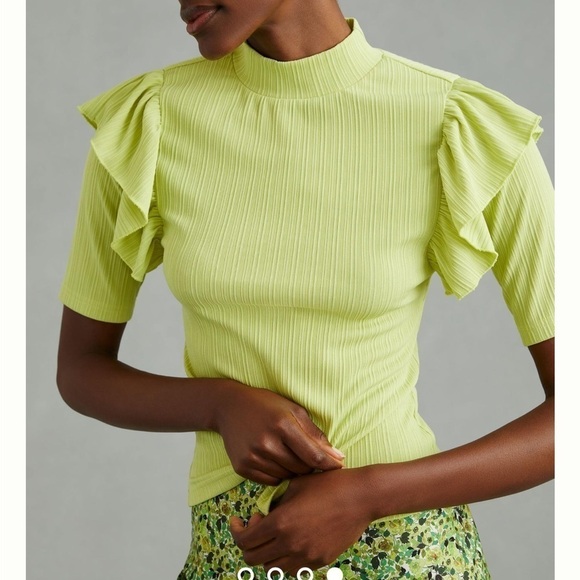 Anthropologie Tops - Anthropologie DOLAN Ruffled Mock Neck Blouse